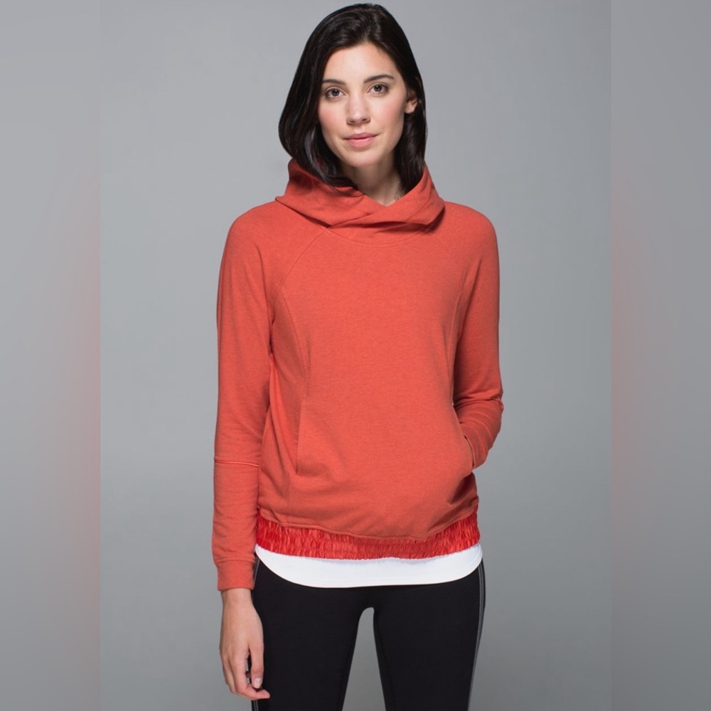 lululemon athletica Orange Red Funnel Neck Sweatshirt